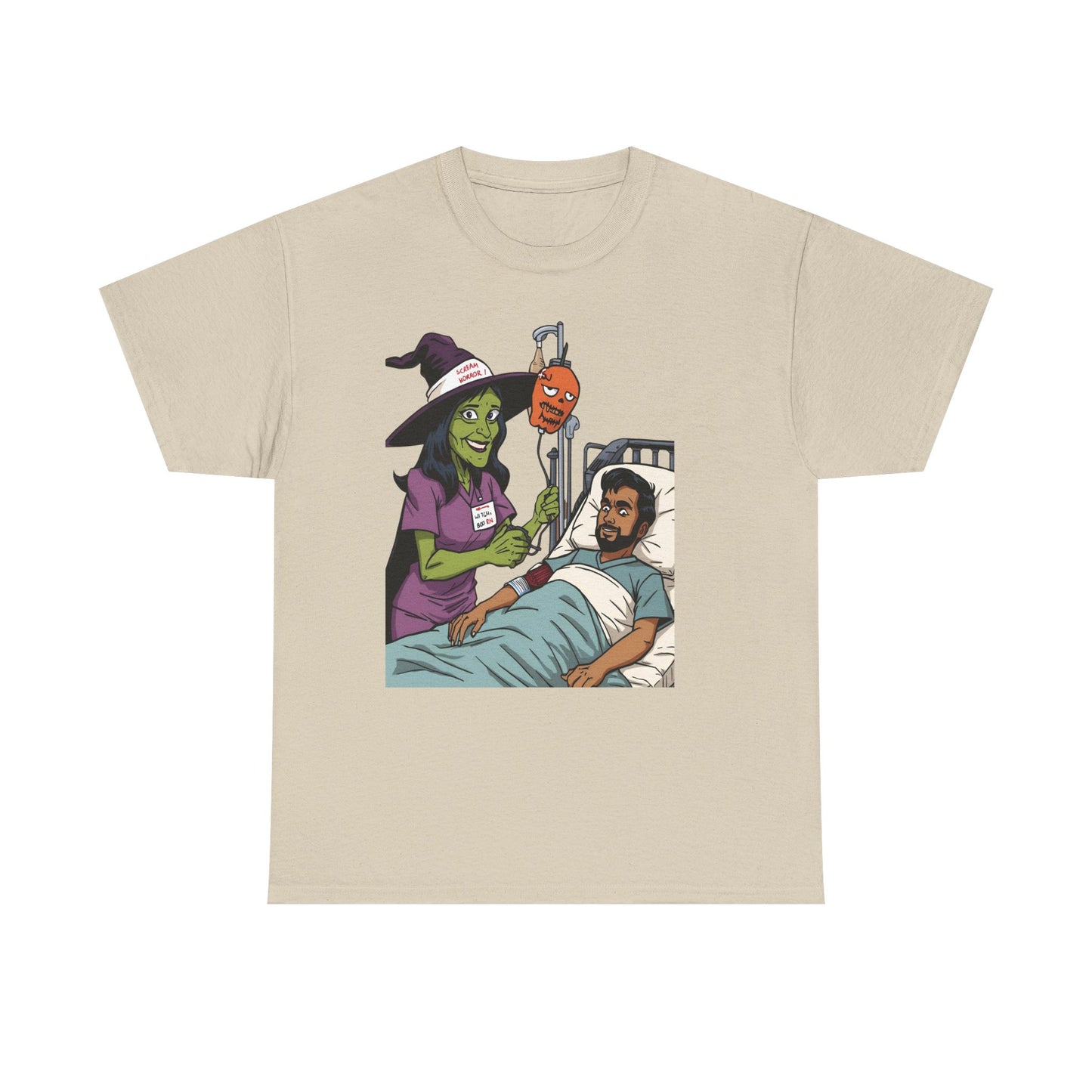 Spooky Halloween Tee, Unisex Cotton T-Shirt, Funny Graphic Shirt for Halloween, Casual Wear, Fall Festival Outfit, Unique Gift Idea, Nurse Witch