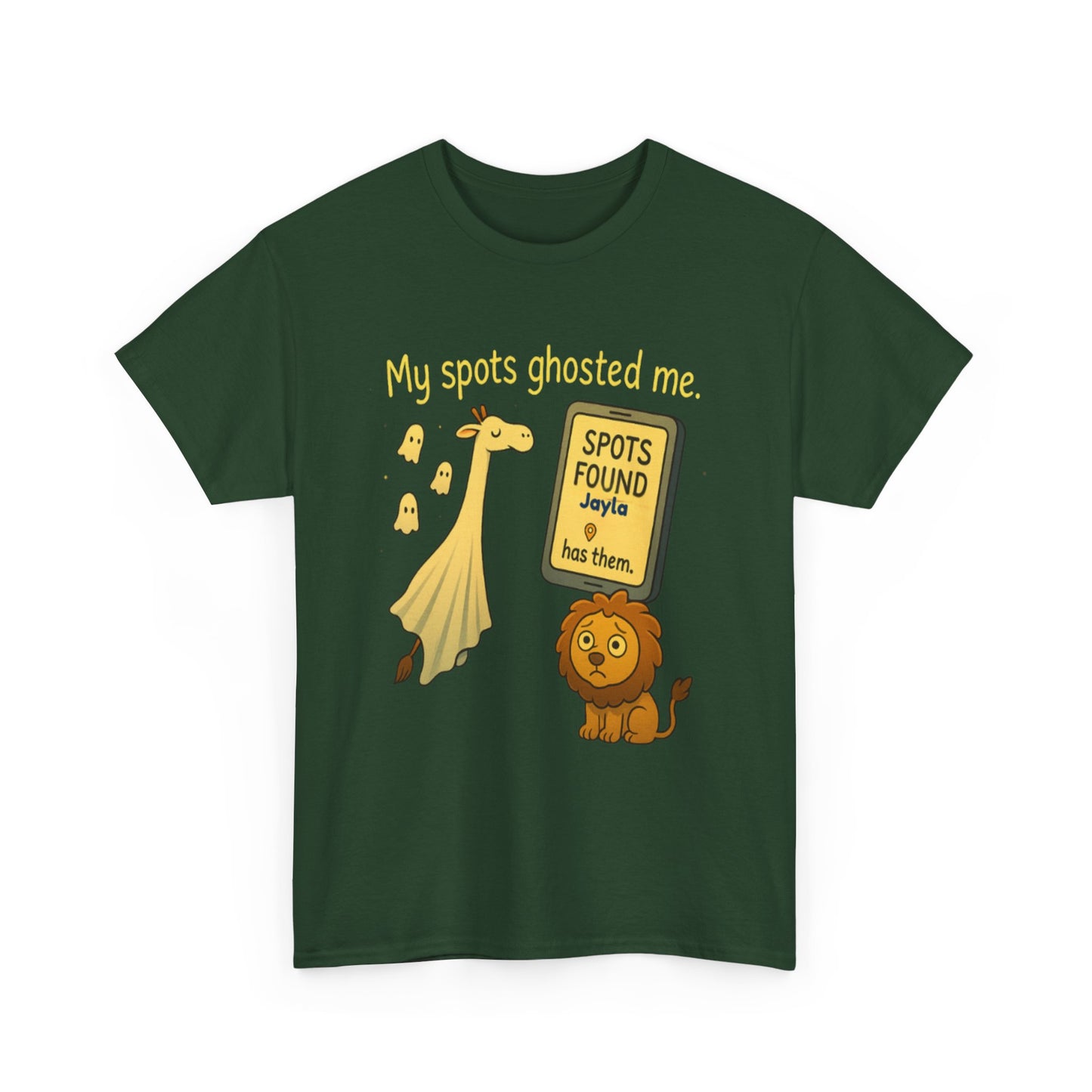 Ghosted Spots Unisex Tee, Funny T-Shirt, Halloween Shirt, Gift for Animal Lovers, Quirky Humor Apparel, Cute Lion Design