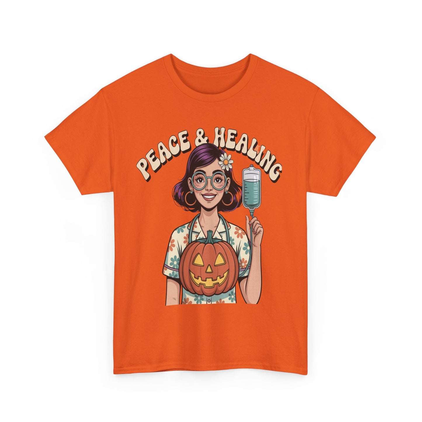 Peace & Healing Halloween Tee | Unisex Heavy Cotton Tee, Casual Wear, Fall Fashion, Halloween Celebration, Thanksgiving Gift