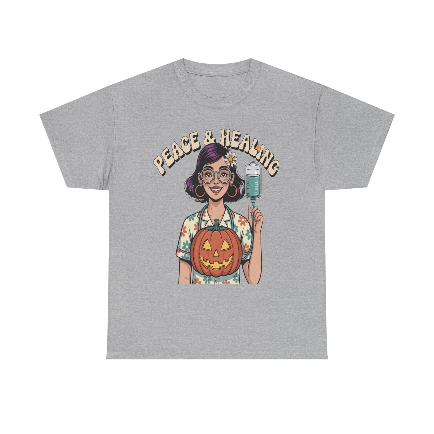 Peace & Healing Halloween Tee | Unisex Heavy Cotton Tee, Casual Wear, Fall Fashion, Halloween Celebration, Thanksgiving Gift