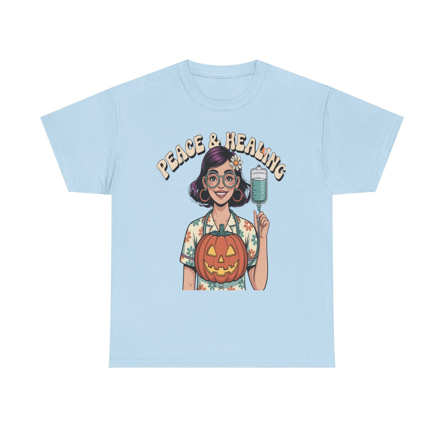 Peace & Healing Halloween Tee | Unisex Heavy Cotton Tee, Casual Wear, Fall Fashion, Halloween Celebration, Thanksgiving Gift
