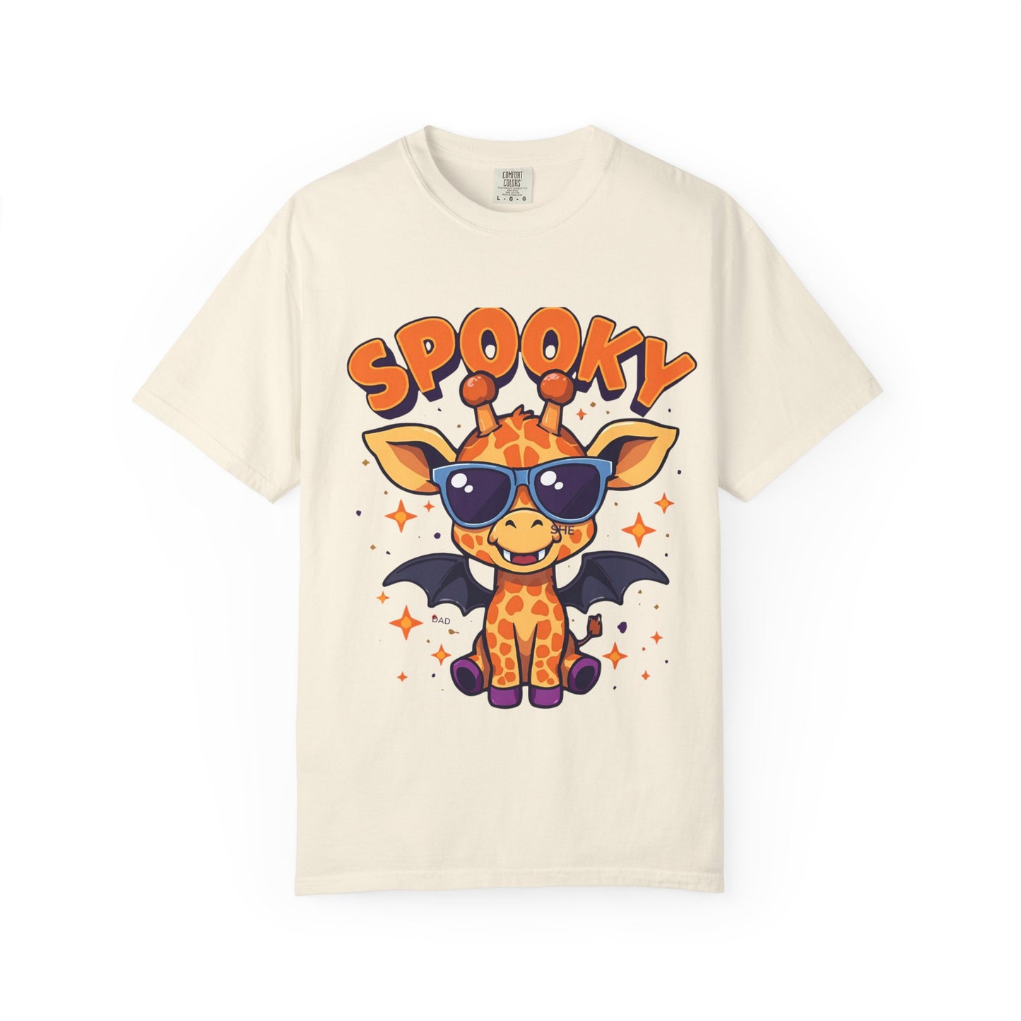 Spooky Giraffe Unisex Garment-Dyed T-Shirt | Fun Halloween Gift, Graphic Tee, Animal Lover Apparel, Casual Wear, Unique Halloween Shirt