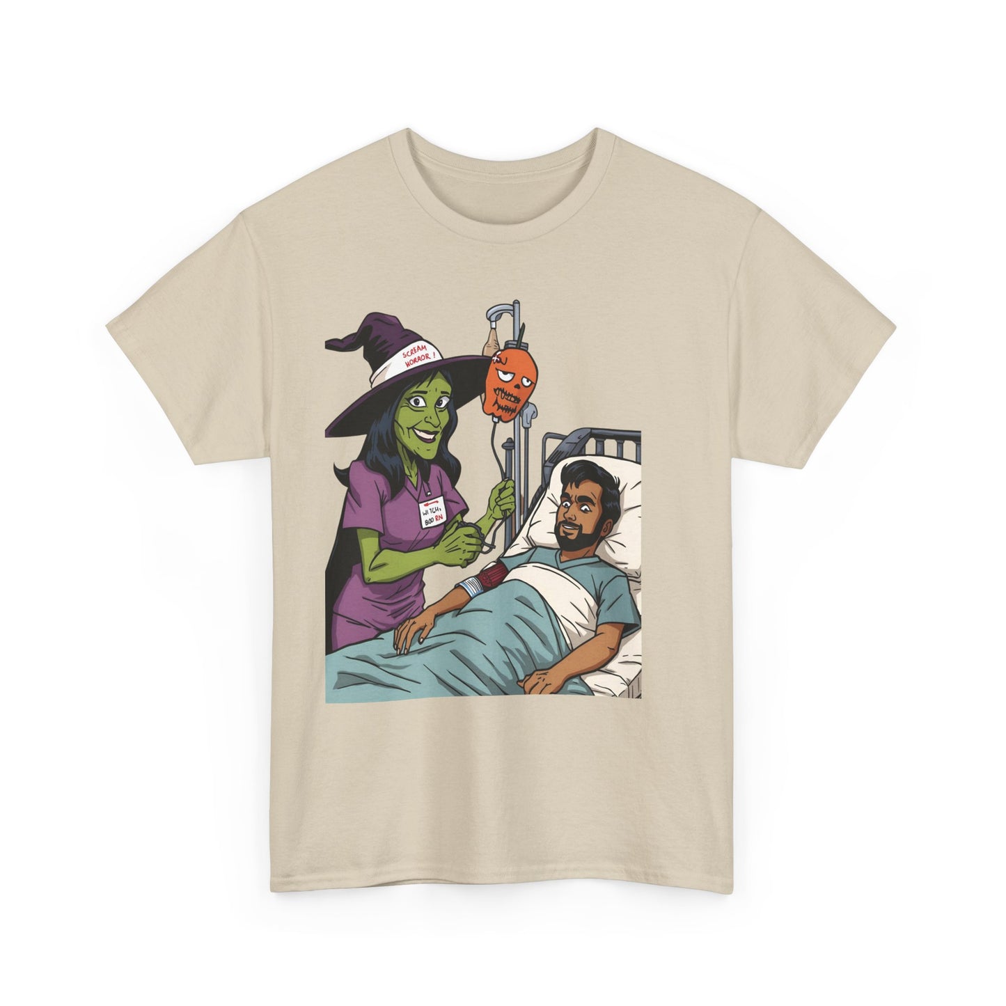 Spooky Halloween Tee, Unisex Cotton T-Shirt, Funny Graphic Shirt for Halloween, Casual Wear, Fall Festival Outfit, Unique Gift Idea, Nurse Witch