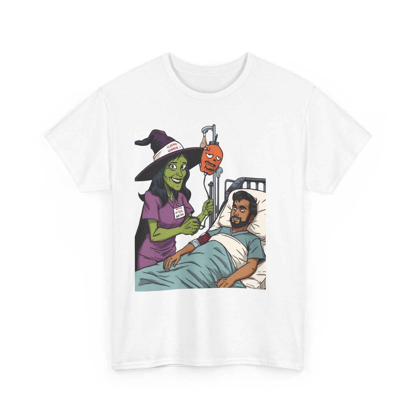 Spooky Halloween Tee, Unisex Cotton T-Shirt, Funny Graphic Shirt for Halloween, Casual Wear, Fall Festival Outfit, Unique Gift Idea, Nurse Witch