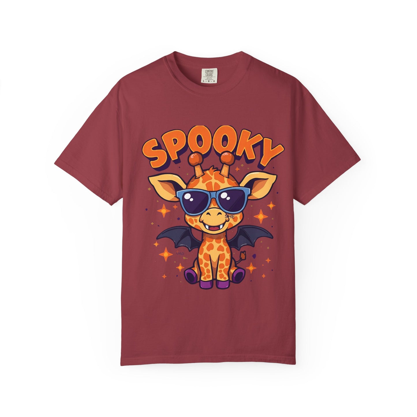 Spooky Giraffe Unisex Garment-Dyed T-Shirt | Fun Halloween Gift, Graphic Tee, Animal Lover Apparel, Casual Wear, Unique Halloween Shirt