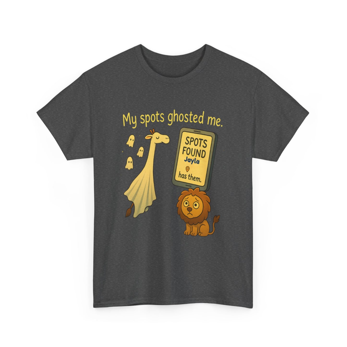 Ghosted Spots Unisex Tee, Funny T-Shirt, Halloween Shirt, Gift for Animal Lovers, Quirky Humor Apparel, Cute Lion Design