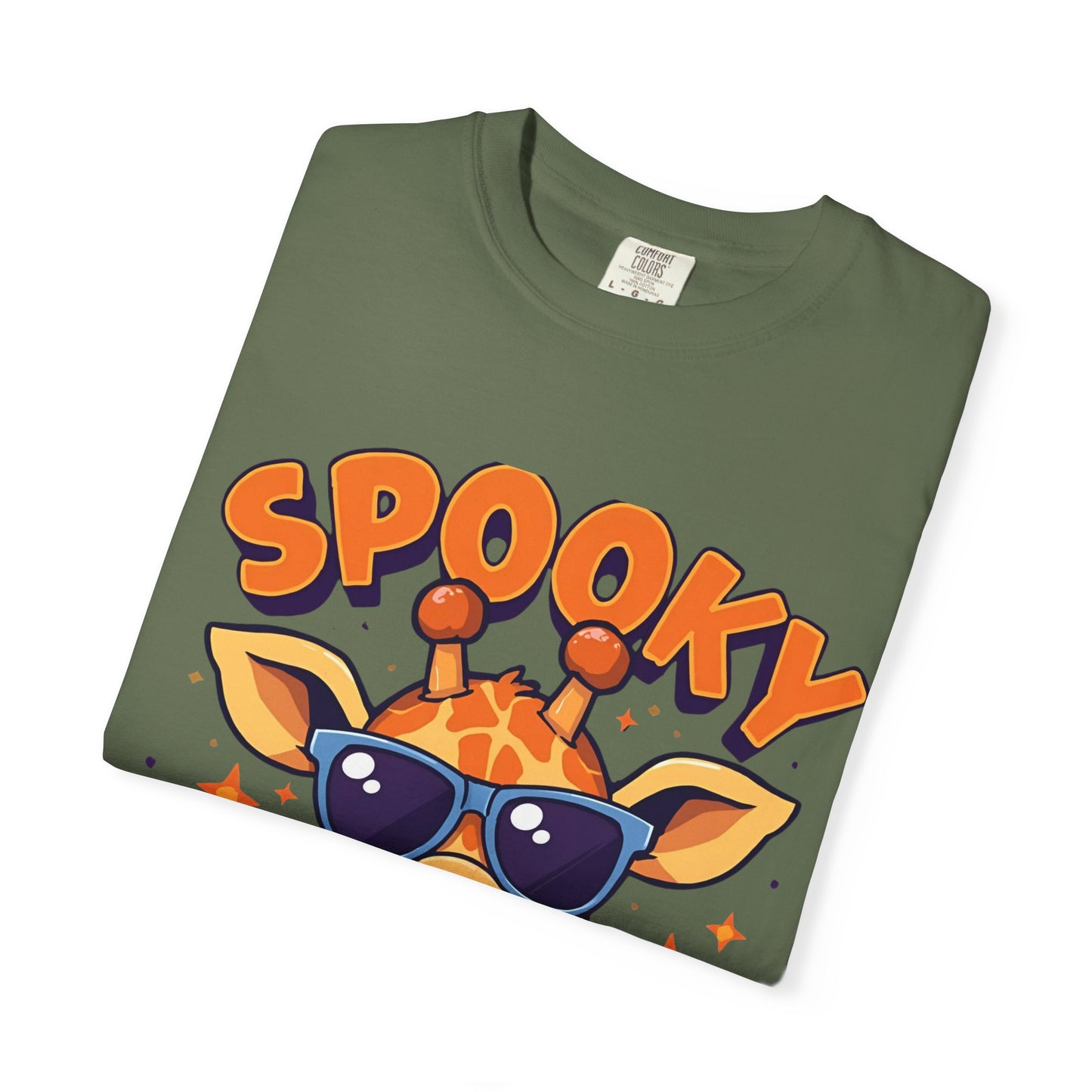 Spooky Giraffe Unisex Garment-Dyed T-Shirt | Fun Halloween Gift, Graphic Tee, Animal Lover Apparel, Casual Wear, Unique Halloween Shirt