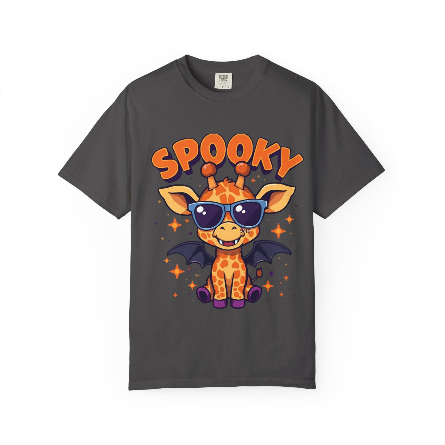 Spooky Giraffe Unisex Garment-Dyed T-Shirt | Fun Halloween Gift, Graphic Tee, Animal Lover Apparel, Casual Wear, Unique Halloween Shirt