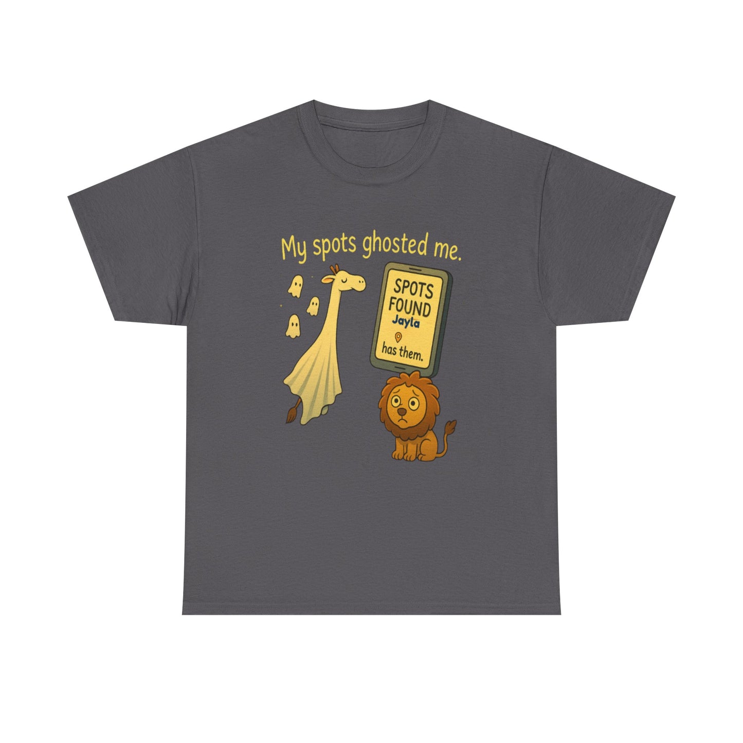 Ghosted Spots Unisex Tee, Funny T-Shirt, Halloween Shirt, Gift for Animal Lovers, Quirky Humor Apparel, Cute Lion Design