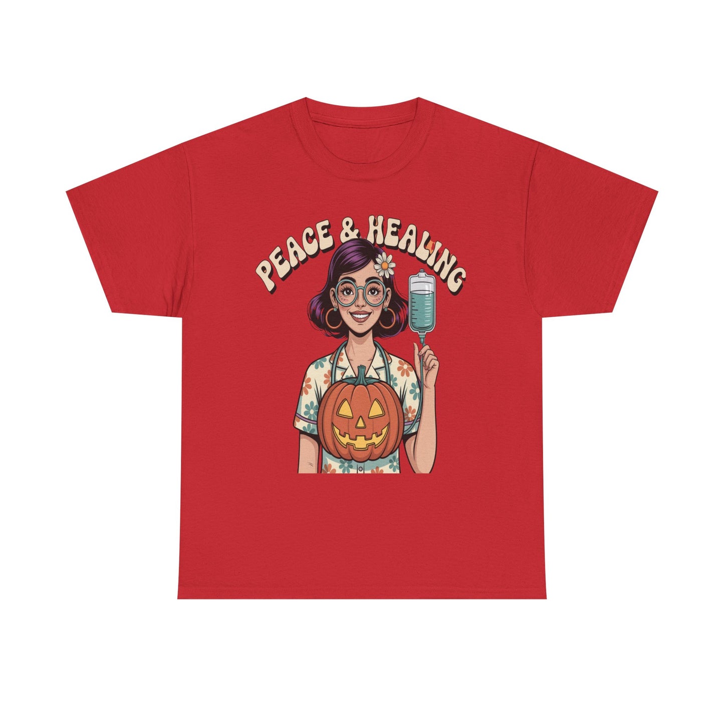 Peace & Healing Halloween Tee | Unisex Heavy Cotton Tee, Casual Wear, Fall Fashion, Halloween Celebration, Thanksgiving Gift
