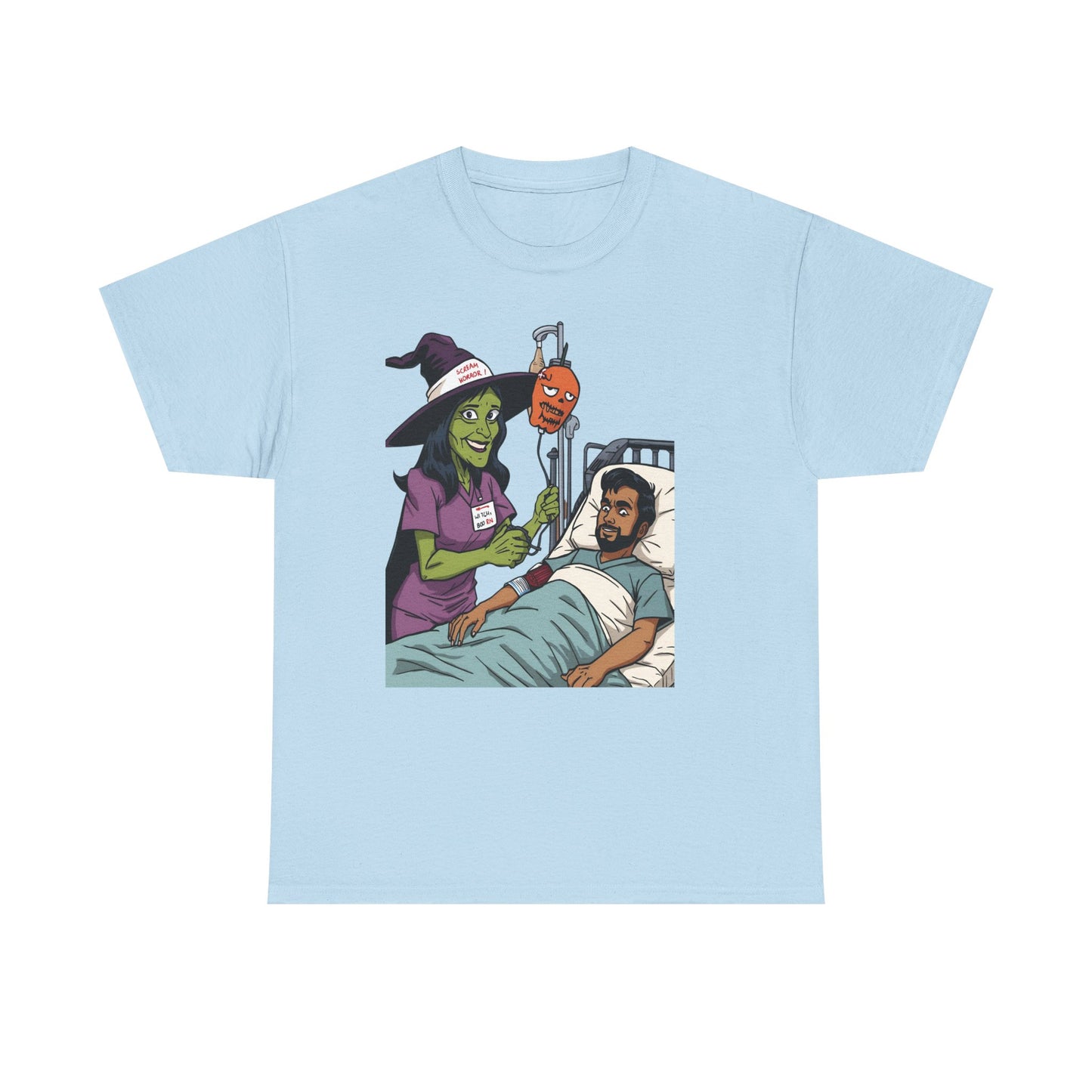 Spooky Halloween Tee, Unisex Cotton T-Shirt, Funny Graphic Shirt for Halloween, Casual Wear, Fall Festival Outfit, Unique Gift Idea, Nurse Witch